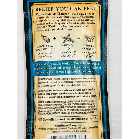 Village Naturals Therapy Aches & Pains Tension Relief Mineral Bath Soak Juniper - Picture 2 of 2